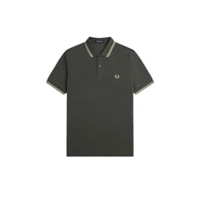Fred Perry Slim Fit Twin Tipped Polo Field Green / Oatmeal / Oatmeal