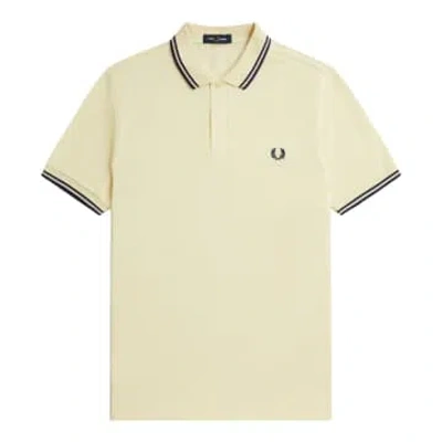 FRED PERRY FRED PERRY SLIM FIT TWIN TIPPED POLO ICE CREAM & FRENCH NAVY
