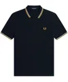Fred Perry Polo Shirt With Contrast Trim And Collar In Neutrals