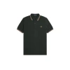 FRED PERRY SLIM FIT TWIN TIPPED POLO NIGHT GREEN / WARM GREY / LIGHT RUST