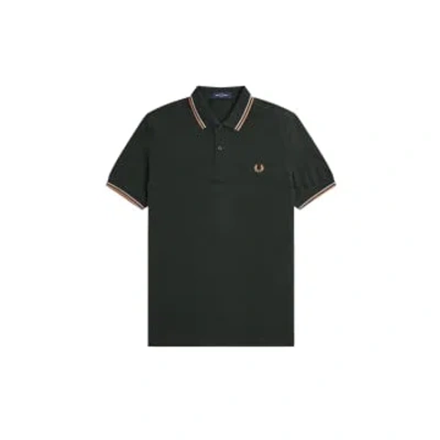 Fred Perry Slim Fit Twin Tipped Polo Night Green / Warm Grey / Light Rust