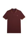 Fred Perry Twin Tipped Slim Fit Polo In Oxblood