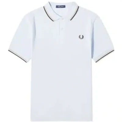 Fred Perry Slim Fit Twin Tipped Polo Smoke, Grey & Black In White