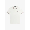 FRED PERRY FRED PERRY SLIM FIT TWIN TIPPED POLO SNOW WHITE EGGPLANT