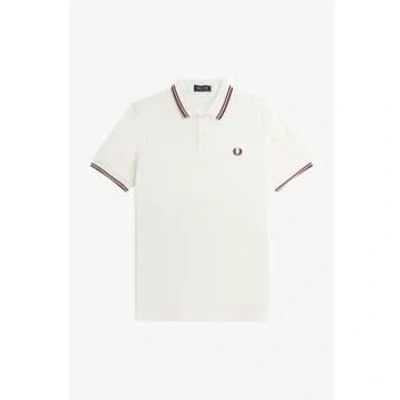 Fred Perry Slim Fit Twin Tipped Polo Snow White Eggplant