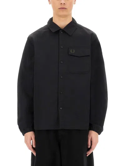 Fred Perry Snap Button Jacket With Relaxed Fit In Black