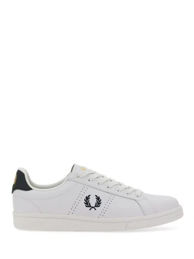 Fred Perry B721 Leather Sneakers In White And Green