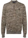 Fred Perry Space Dye Knitted Long Sleeves Shirt In Shdstn Ecru Black