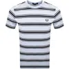 Fred Perry Fine Stripe T Shirt Light Smoke In Blue