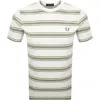 Fred Perry Sport Fine Stripe T Shirt Cream In White