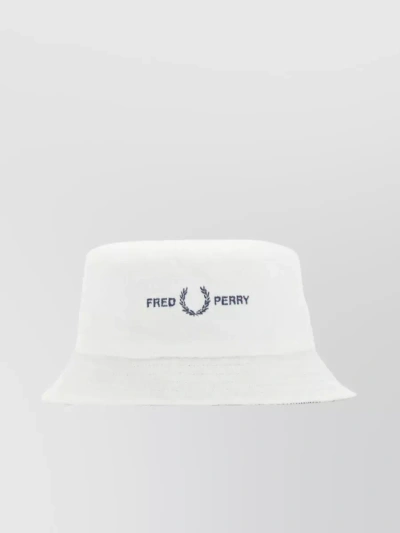 Fred Perry Stitched Brim Terry Fabric Hat In White