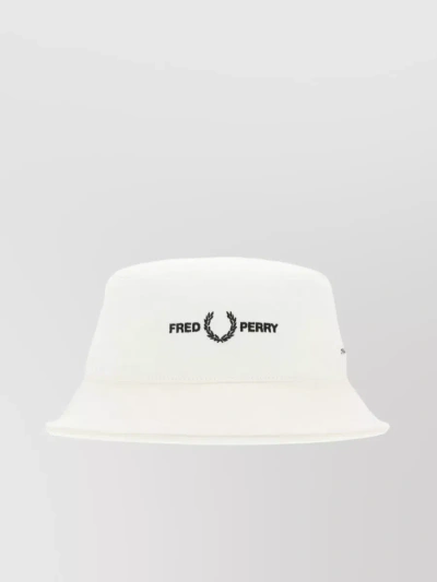 Fred Perry Stitched Wide Brim Cotton Hat In White