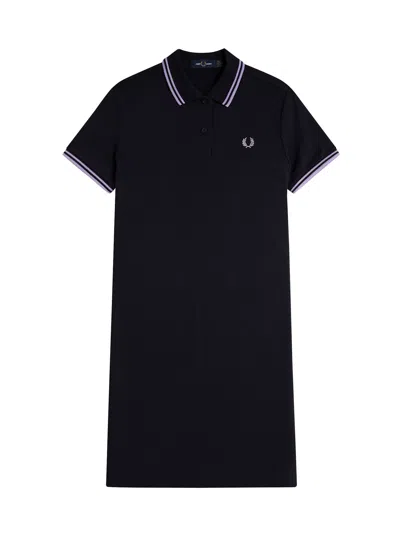 Fred Perry Stretch Cotton Polo Dress With Contrasting Profiles In Black