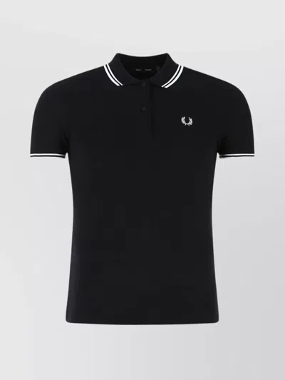 Fred Perry Stretch Cotton Polo Shirt With Contrast Tipping In Blue