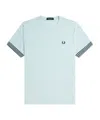 Fred Perry Stripe Cuff T-shirt In Blue