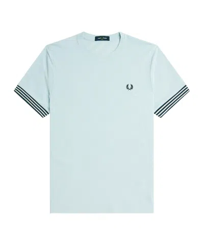 Fred Perry Stripe Cuff T-shirt In Blue