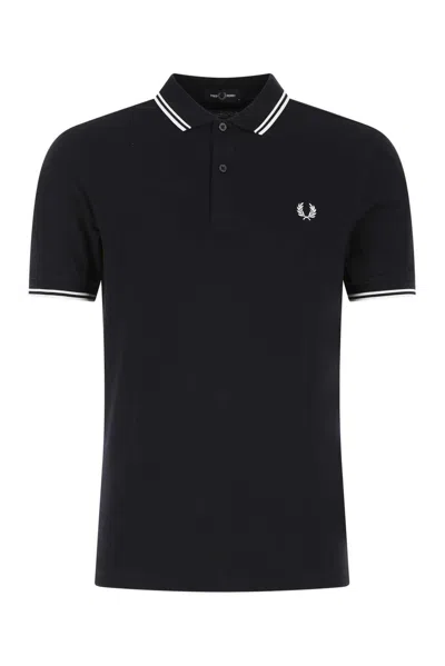FRED PERRY STRIPE DETAILED LOGO EMBROIDERED POLO SHIRT
