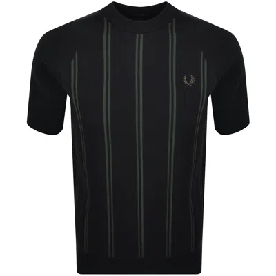 Fred Perry Stripe Knit T Shirt Black