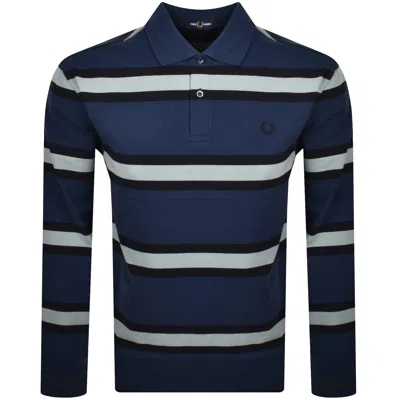 Fred Perry Stripe Polo T Shirt Blue