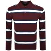 Fred Perry Stripe Polo T Shirt Burgundy In Burgundy