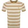FRED PERRY FRED PERRY STRIPE T SHIRT BROWN
