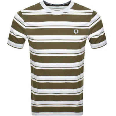 Fred Perry Stripe T Shirt Green