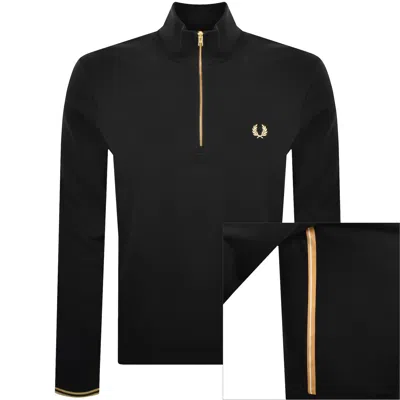 Fred Perry Stripe Tape Half Zip Sweatshirt Black