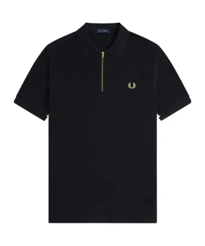 Fred Perry Stripe Tape Polo Shirt In Black