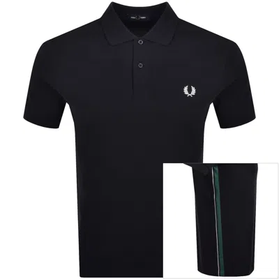 Fred Perry Stripe Tape Polo T Shirt Navy In Black