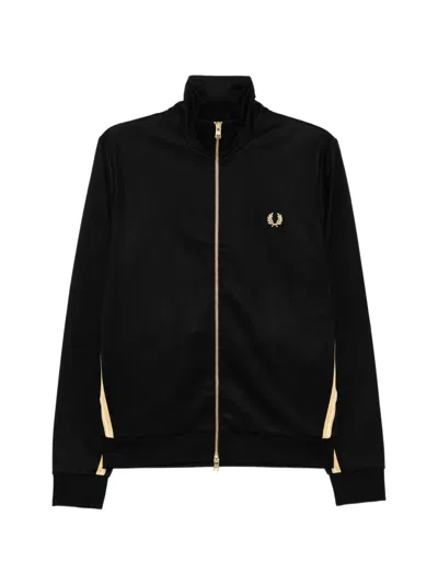 Fred Perry Stripe Tape Track Jacket In Black