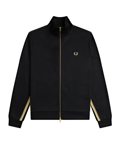 Fred Perry Stripe Tape Track Jacket In Black