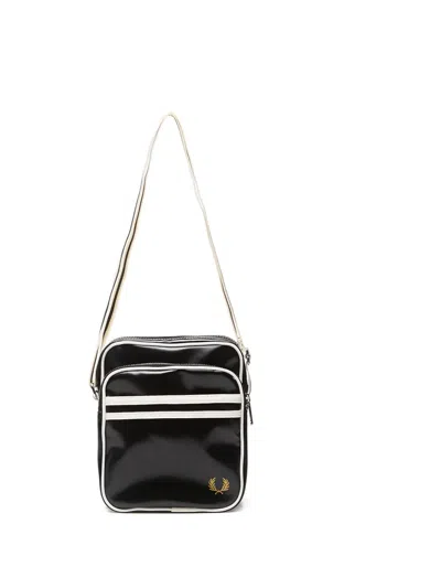 Fred Perry Striped Classic Side Bag In Black