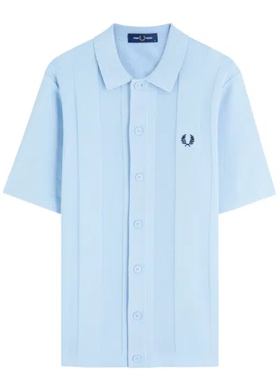 Fred Perry Striped Cotton-knit Polo Shirt In Blue