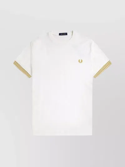 Fred Perry Striped Crew Neck T-shirt With Short Sleeves In White