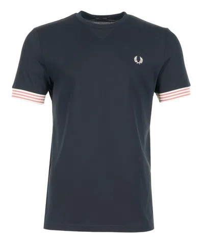 Fred Perry Striped Cuff Pique T-shirt Navy