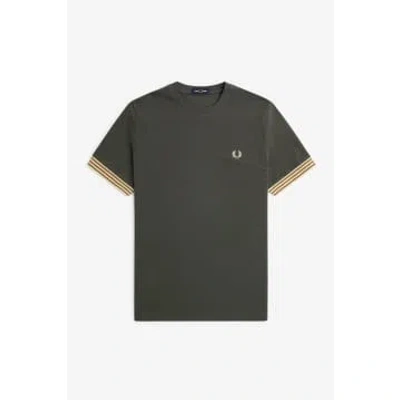 Fred Perry Striped Cuff T-shirt In Green