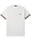 Fred Perry Striped-cuff T-shirt In Neutrals
