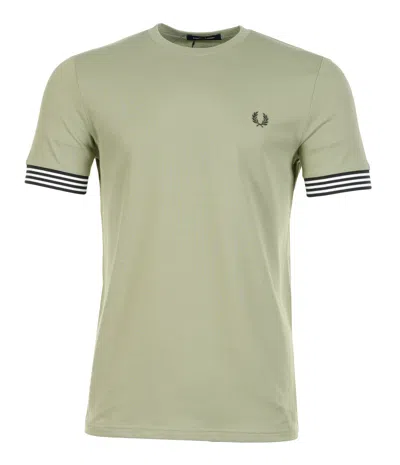 Fred Perry Striped Cuff  T-shirt Olive Mint