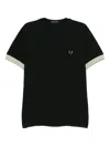 Fred Perry Striped-cuffs T-shirt In Black