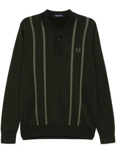 Fred Perry Gestreiftes Poloshirt In Grün