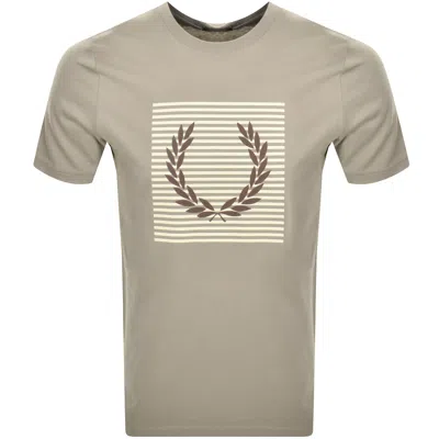 Fred Perry Striped Laurel Wreath T Shirt Grey In Gray