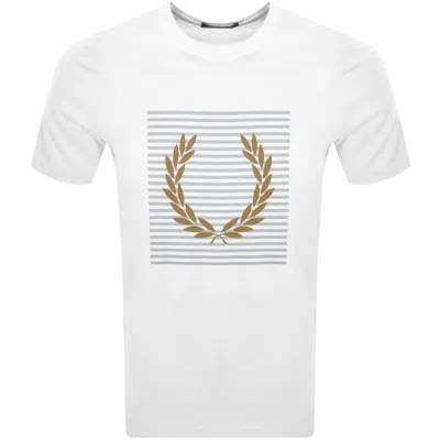 Fred Perry Striped Laurel Wreath T Shirt White