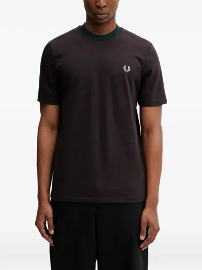 Fred Perry Striped Laurel Wreath T-shirt In Green