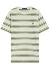 Fred Perry Striped Logo-embroidered Cotton T-shirt