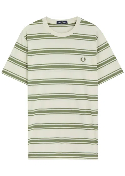 Fred Perry Striped Logo-embroidered Cotton T-shirt