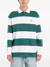 Fred Perry Mens Heavyweight Jersey Striped Polo Shirt In Gray