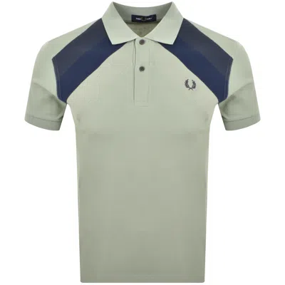 Fred Perry Striped Panel Polo T Shirt Green