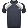 Fred Perry Striped Panel Polo T Shirt Navy In Blue