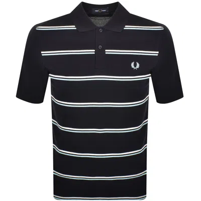 Fred Perry Striped Polo T Shirt Navy