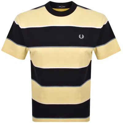 Fred Perry Striped Relaxed Fit T Shirt Yellow